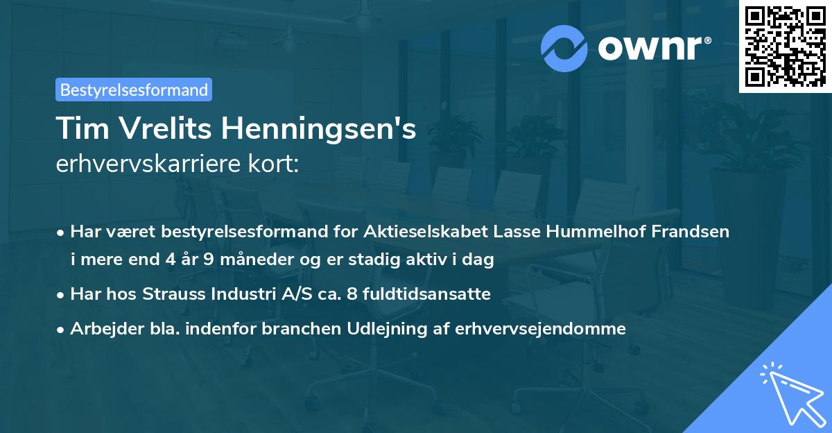 Tim Vrelits Henningsen's erhvervskarriere kort