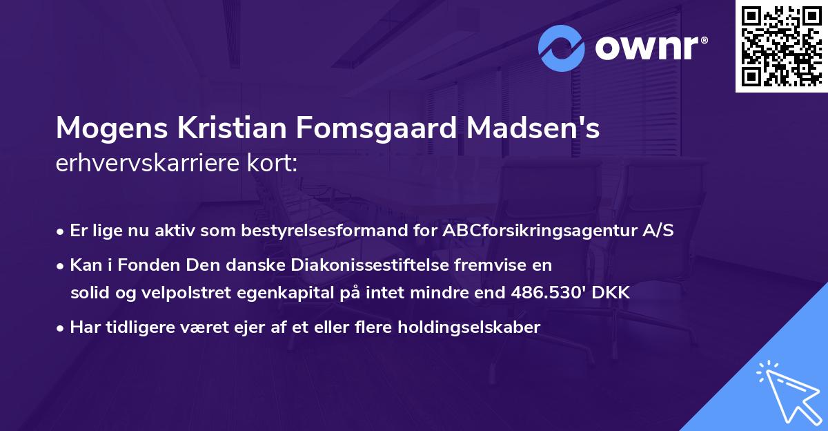 Mogens Kristian Fomsgaard Madsen's erhvervskarriere kort