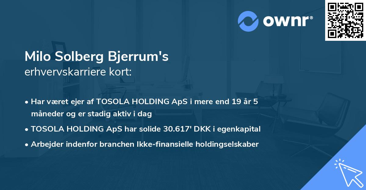 Milo Solberg Bjerrum's erhvervskarriere kort