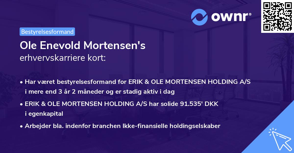 Ole Enevold Mortensen's erhvervskarriere kort