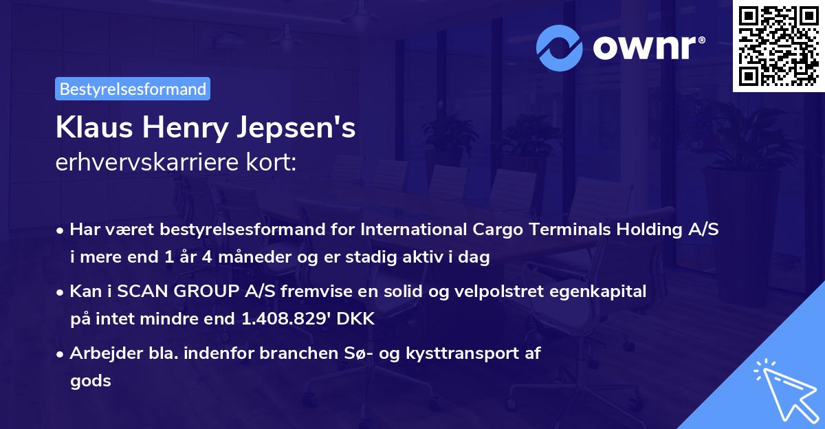 Klaus Henry Jepsen's erhvervskarriere kort