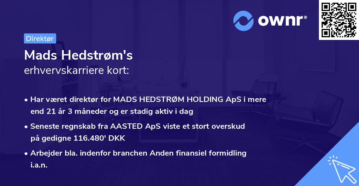 Mads Hedstrøm's erhvervskarriere kort