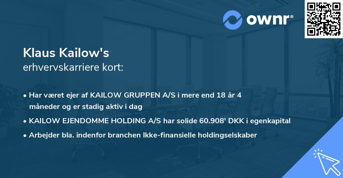 Klaus Kailow's erhvervskarriere kort