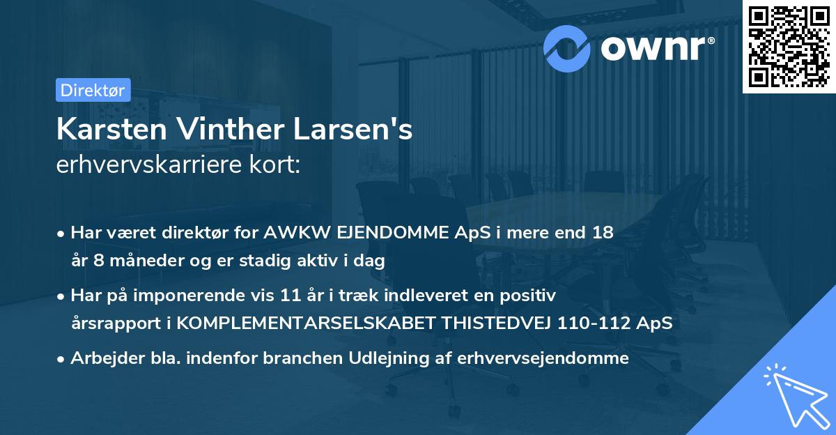 Karsten Vinther Larsen's erhvervskarriere kort