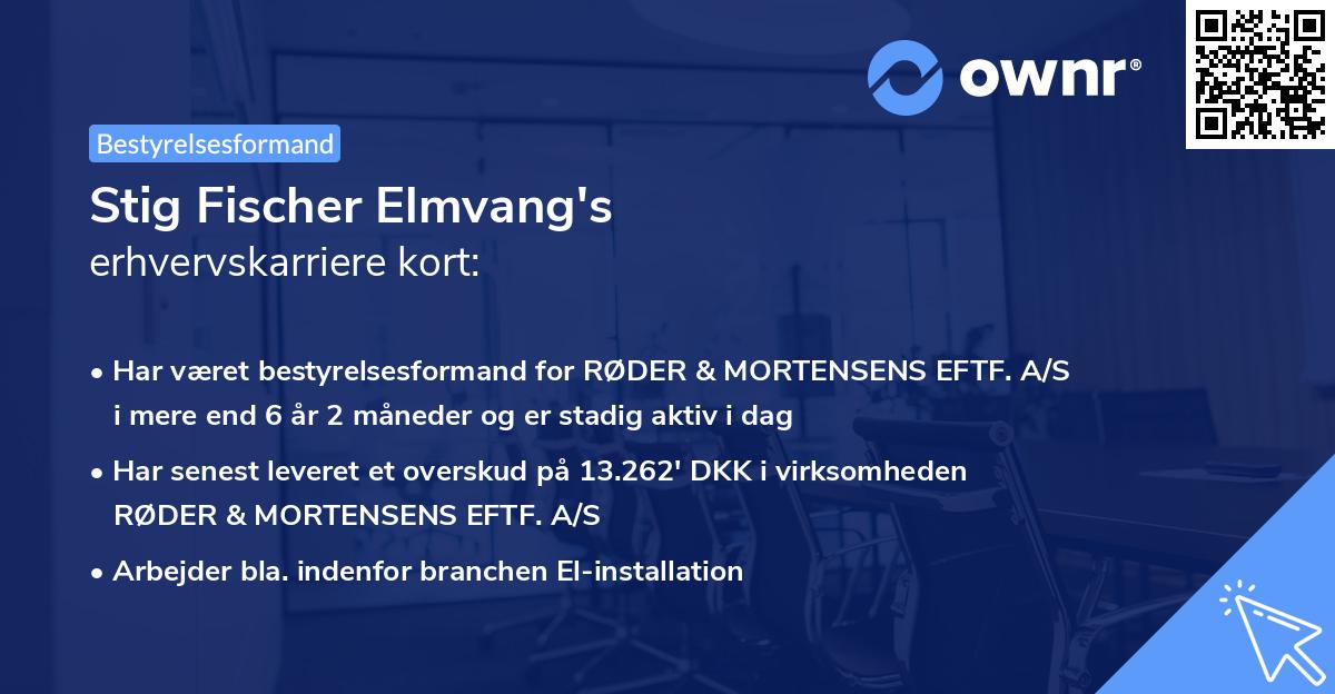 Stig Fischer Elmvang's erhvervskarriere kort