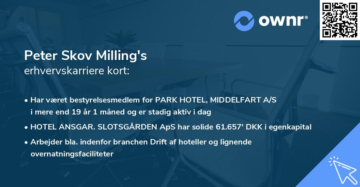 Peter Skov Milling's erhvervskarriere kort