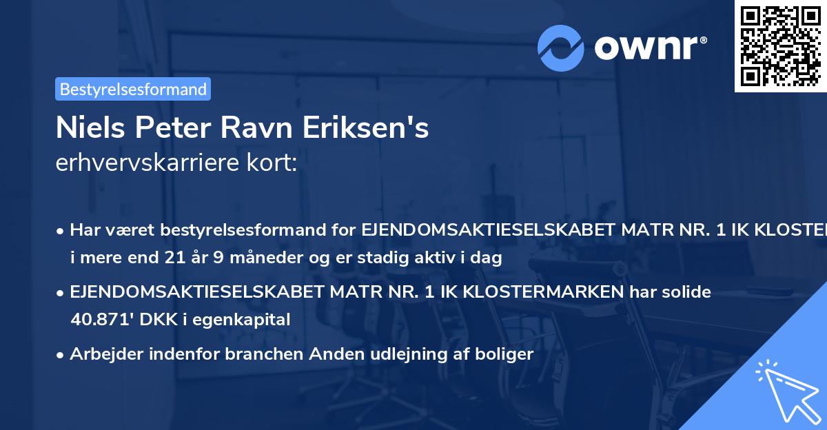 Niels Peter Ravn Eriksen's erhvervskarriere kort