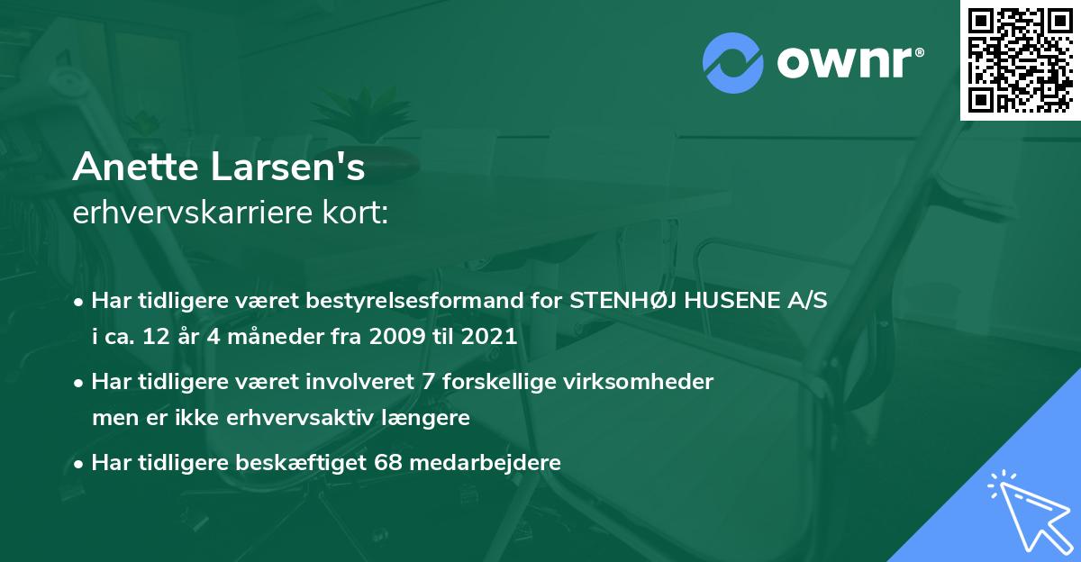 Anette Larsen's erhvervskarriere kort