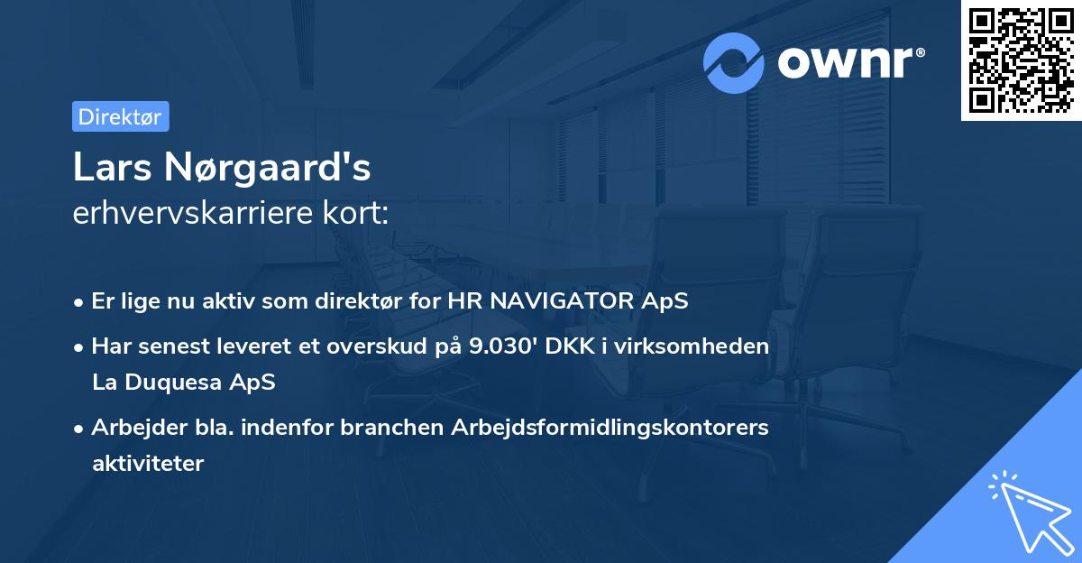 Lars Nørgaard's erhvervskarriere kort