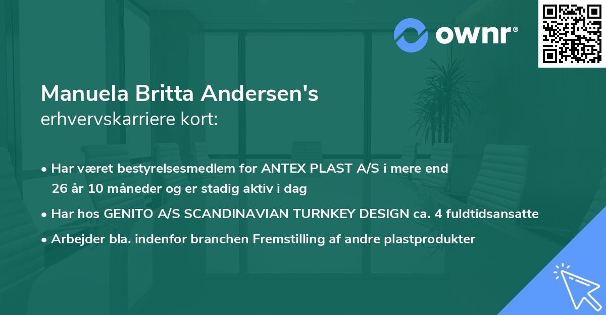 Manuela Britta Andersen's erhvervskarriere kort