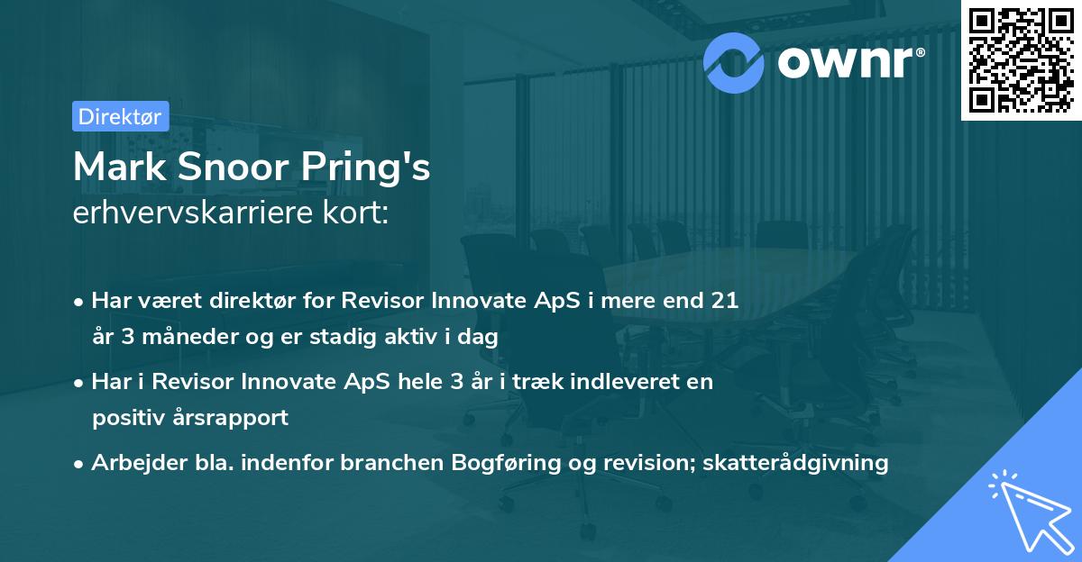 Mark Snoor Pring's erhvervskarriere kort
