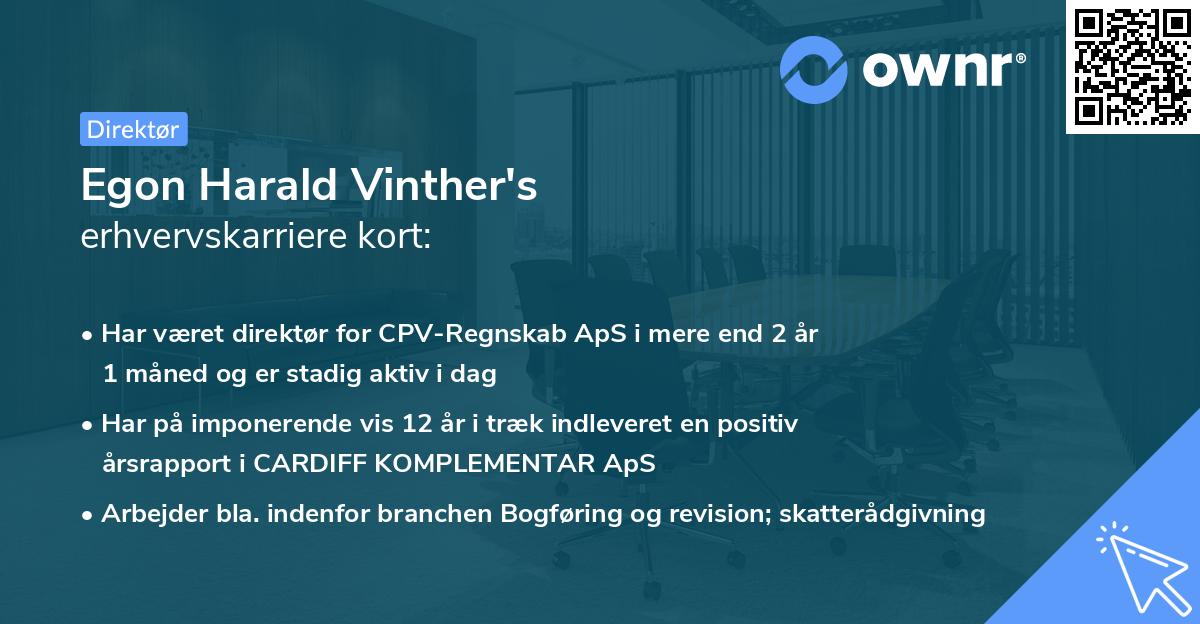 Egon Harald Vinther's erhvervskarriere kort