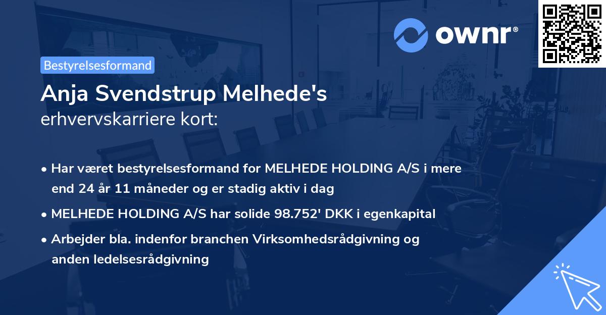 Anja Svendstrup Melhede's erhvervskarriere kort