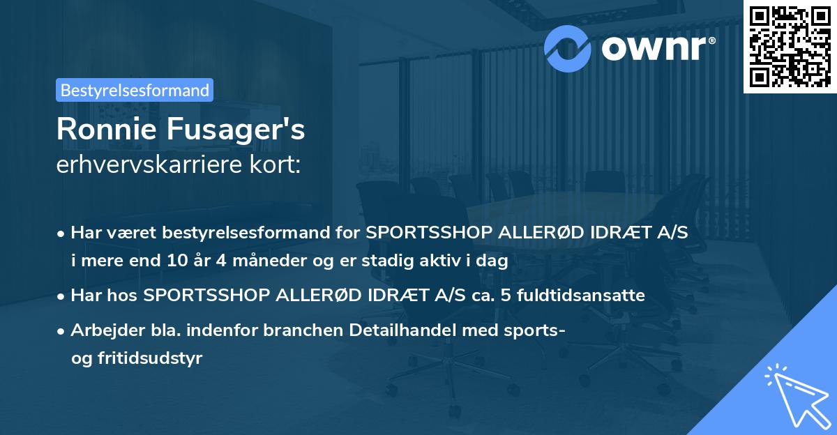 Ronnie Fusager's erhvervskarriere kort