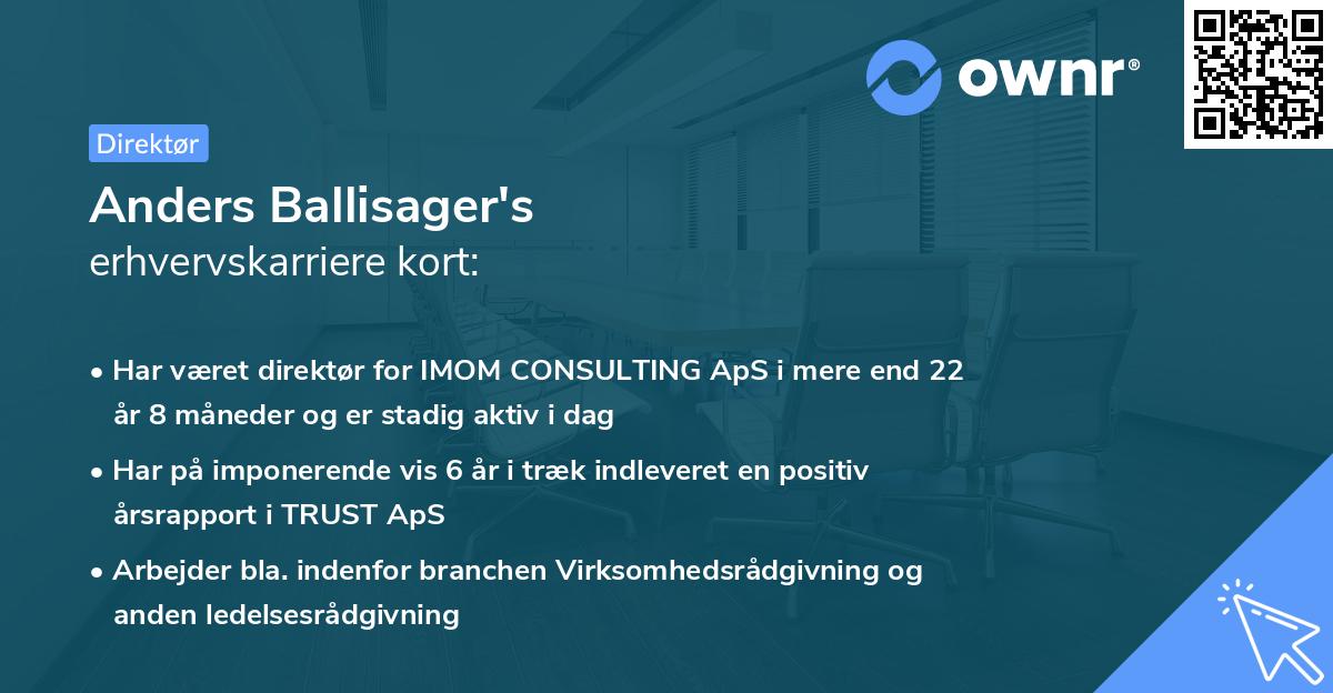 Anders Ballisager's erhvervskarriere kort