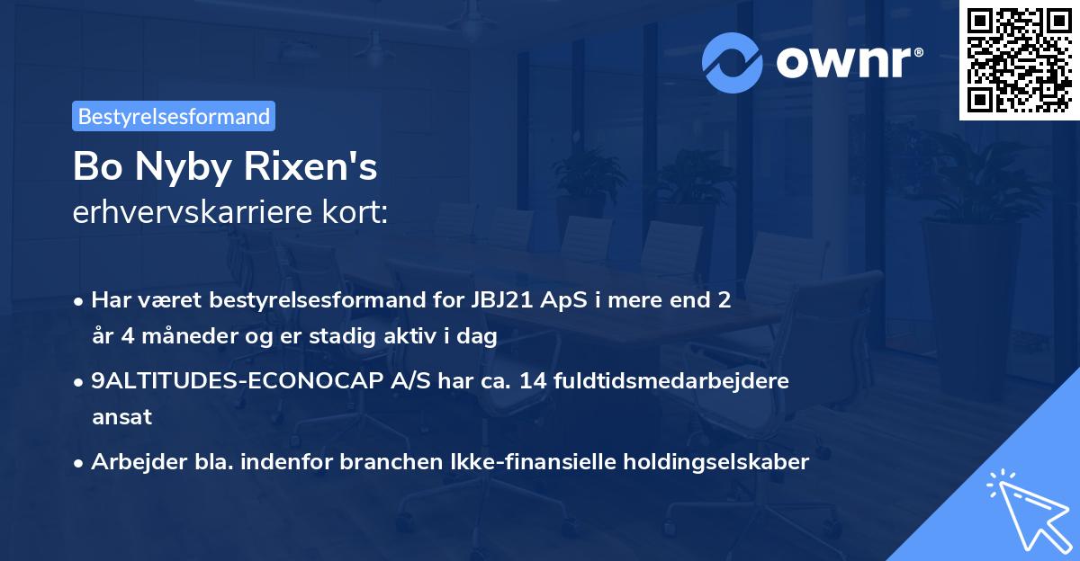 Bo Nyby Rixen's erhvervskarriere kort