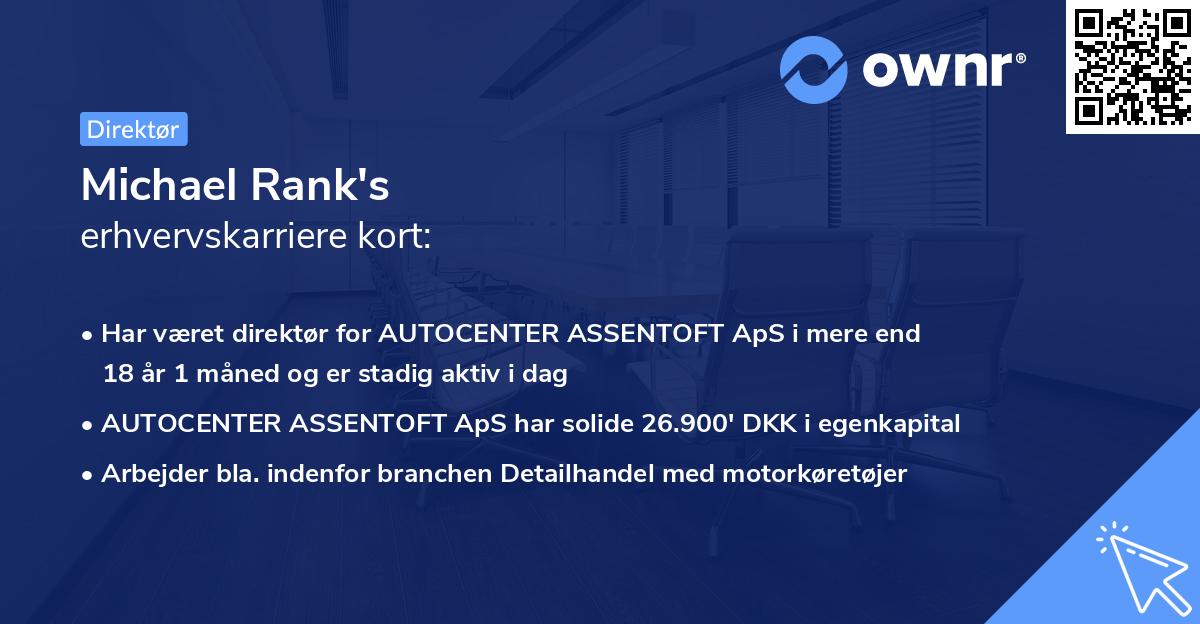 Michael Rank's erhvervskarriere kort