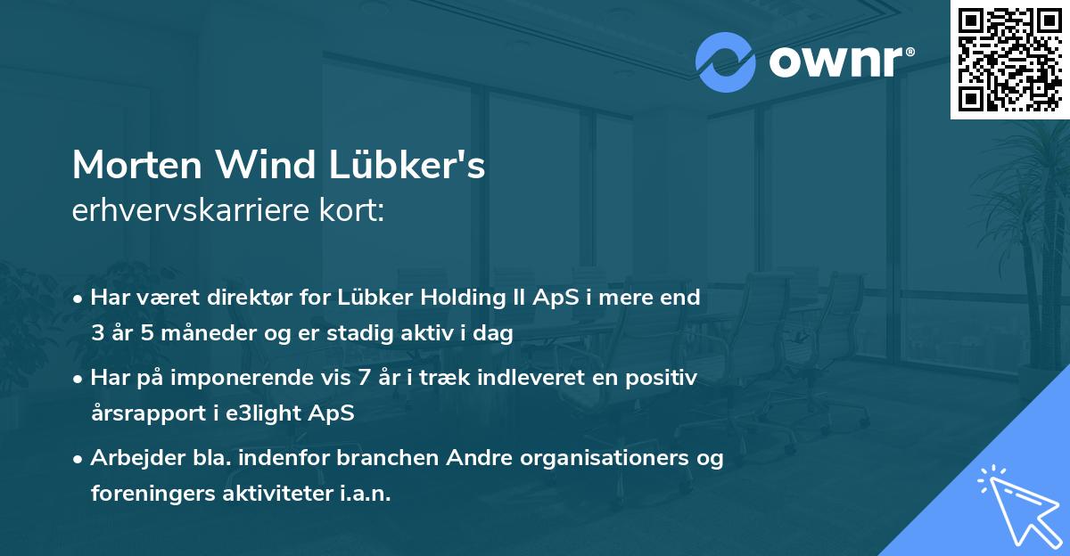 Morten Wind Lübker's erhvervskarriere kort