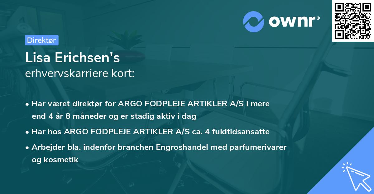 Lisa Erichsen's erhvervskarriere kort