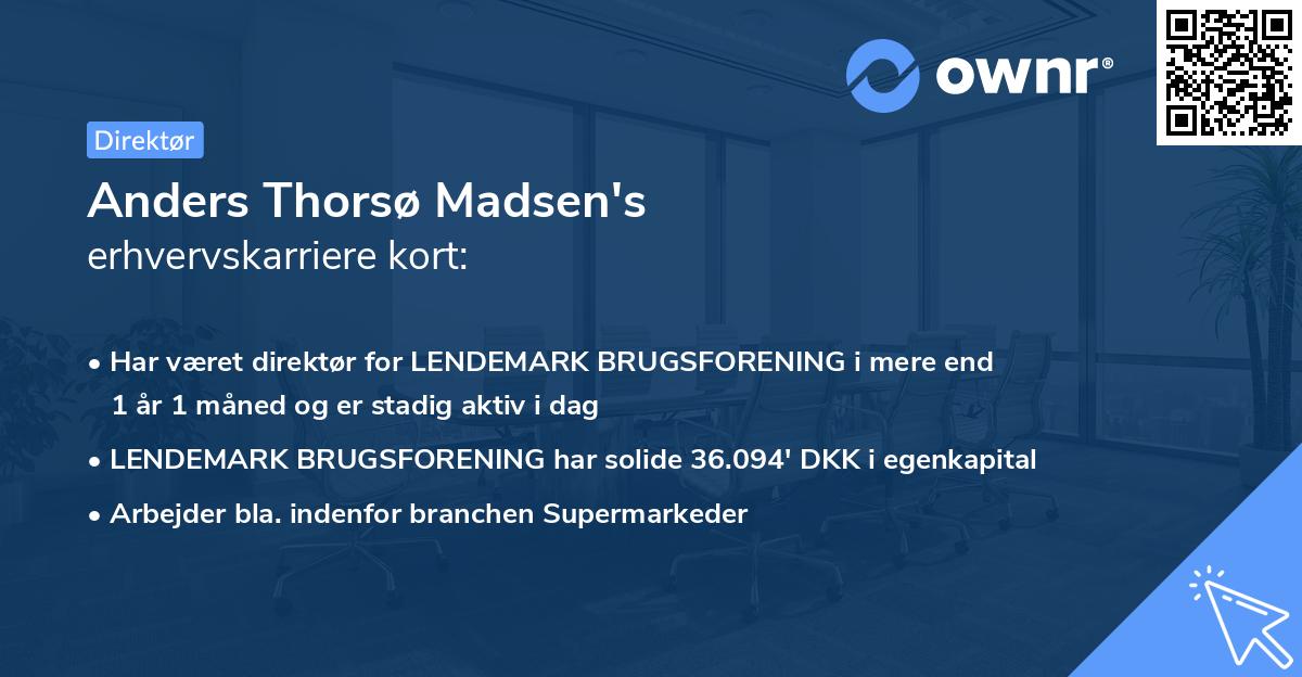 Anders Thorsø Madsen's erhvervskarriere kort