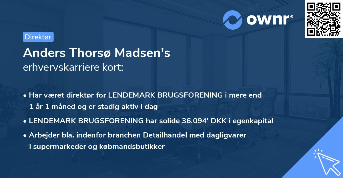 Anders Thorsø Madsen's erhvervskarriere kort