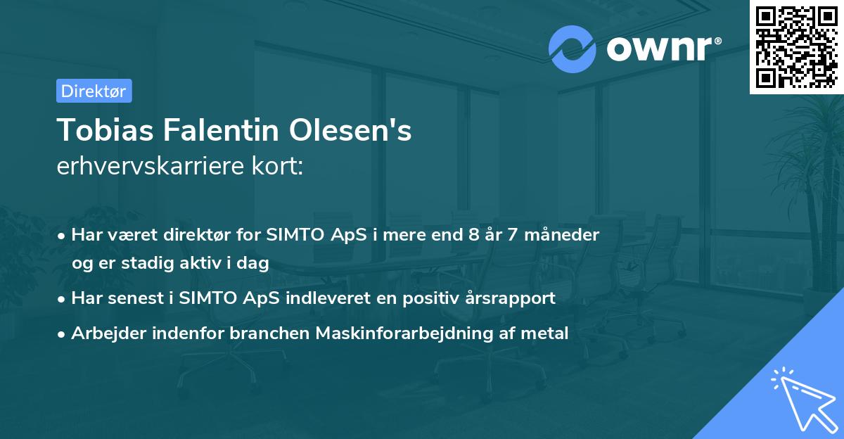 Tobias Falentin Olesen's erhvervskarriere kort