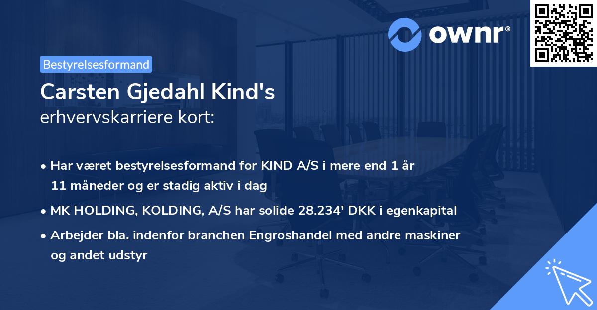 Carsten Gjedahl Kind's erhvervskarriere kort