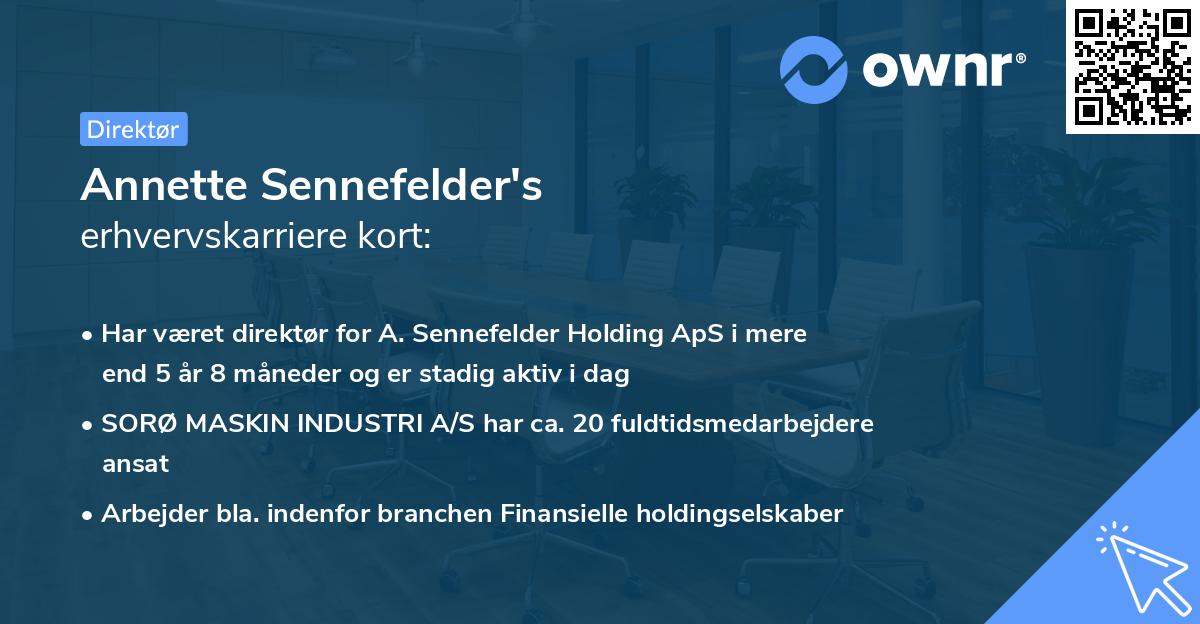 Annette Sennefelder's erhvervskarriere kort