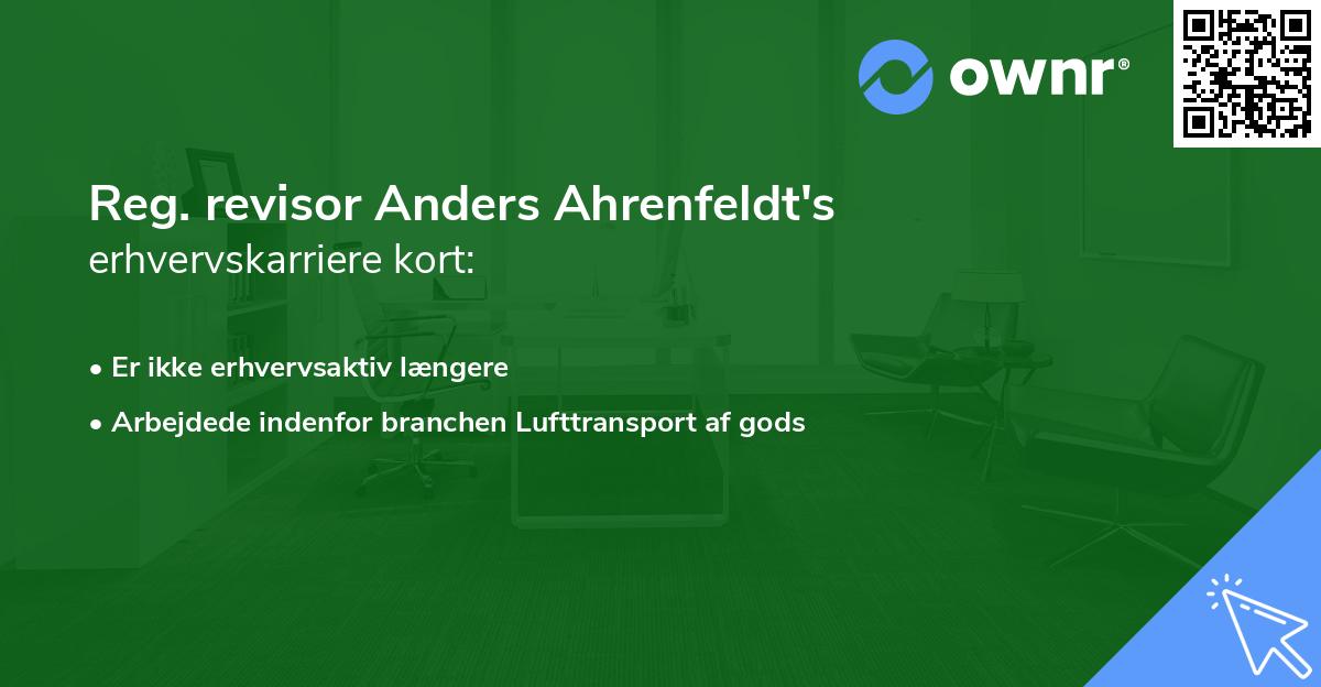Reg. revisor Anders Ahrenfeldt's erhvervskarriere kort