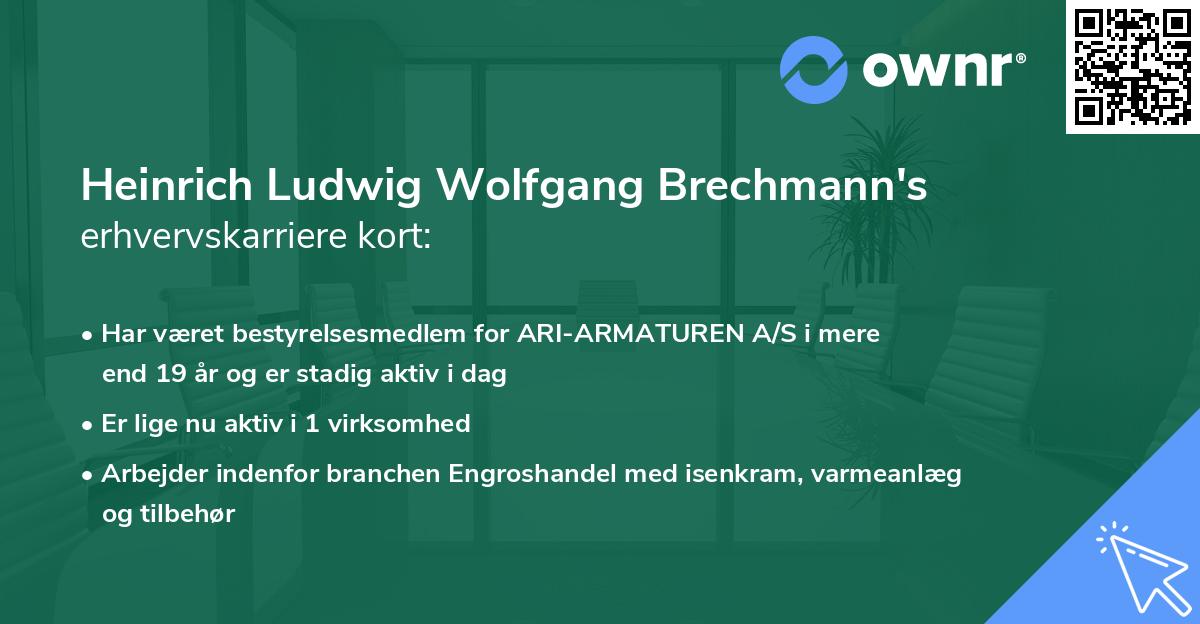 Heinrich Ludwig Wolfgang Brechmann's erhvervskarriere kort
