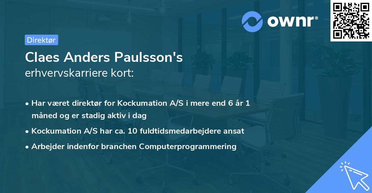 Claes Anders Paulsson's erhvervskarriere kort