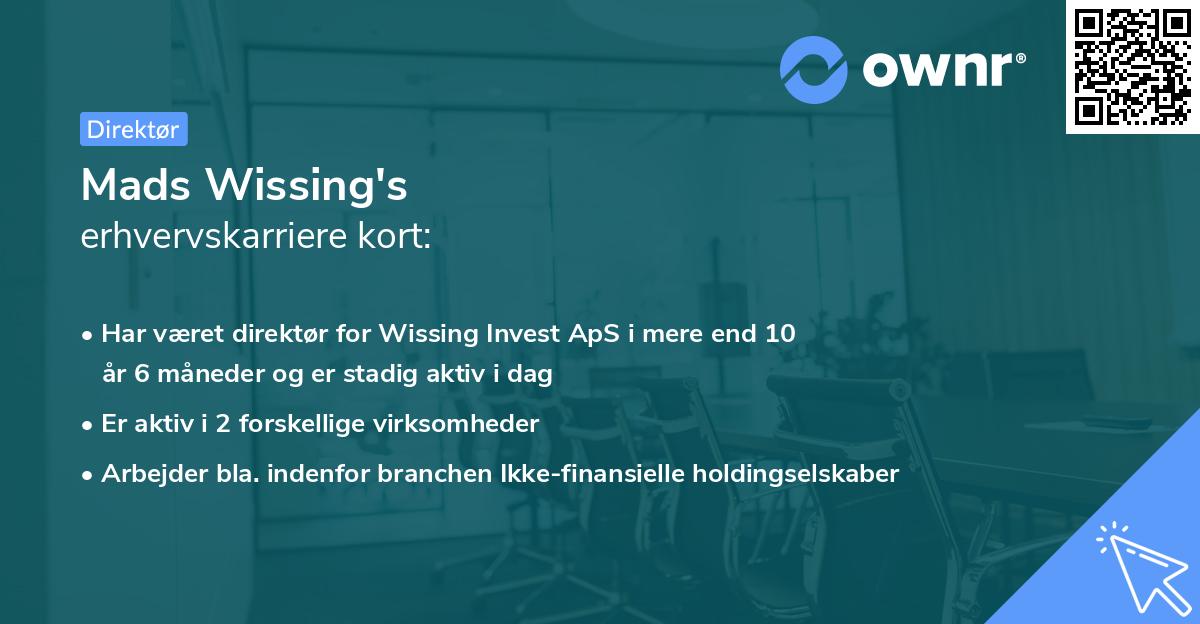 Mads Wissing's erhvervskarriere kort