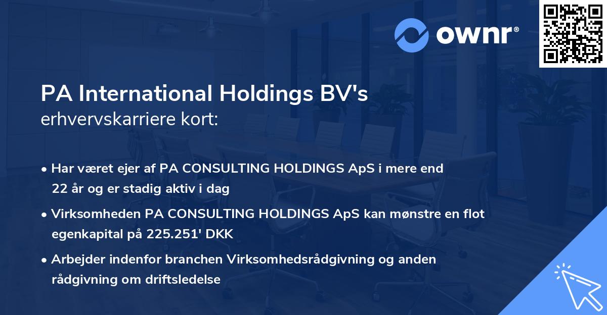 PA International Holdings BV's erhvervskarriere kort