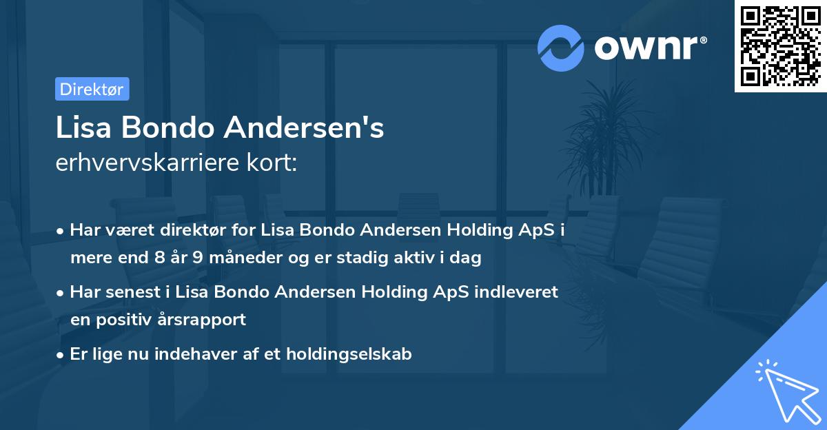 Lisa Bondo Andersen's erhvervskarriere kort