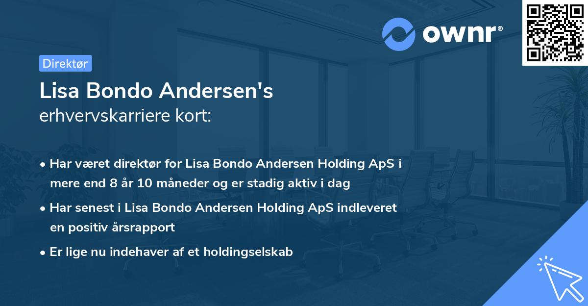 Lisa Bondo Andersen's erhvervskarriere kort