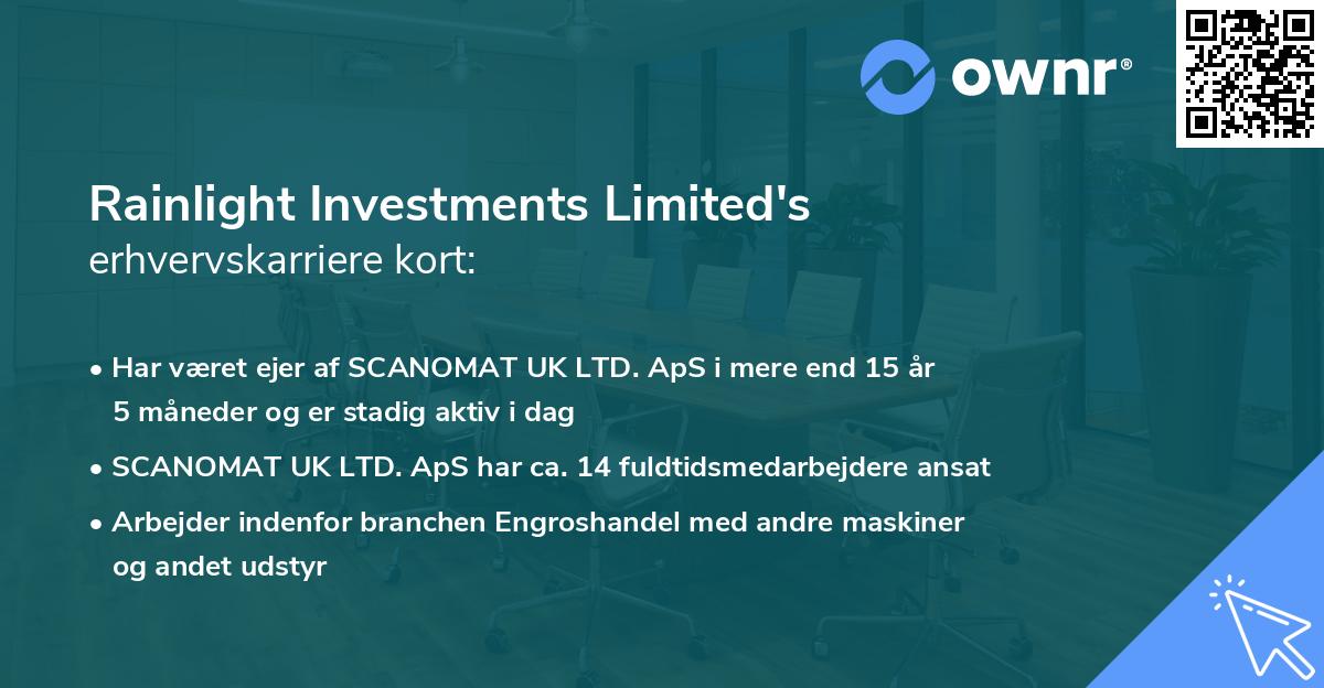 Rainlight Investments Limited's erhvervskarriere kort