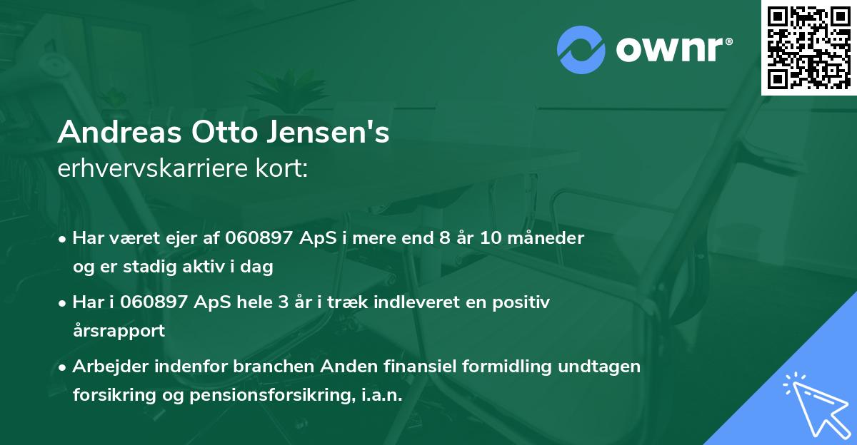 Andreas Otto Jensen's erhvervskarriere kort