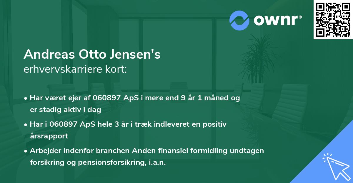 Andreas Otto Jensen's erhvervskarriere kort