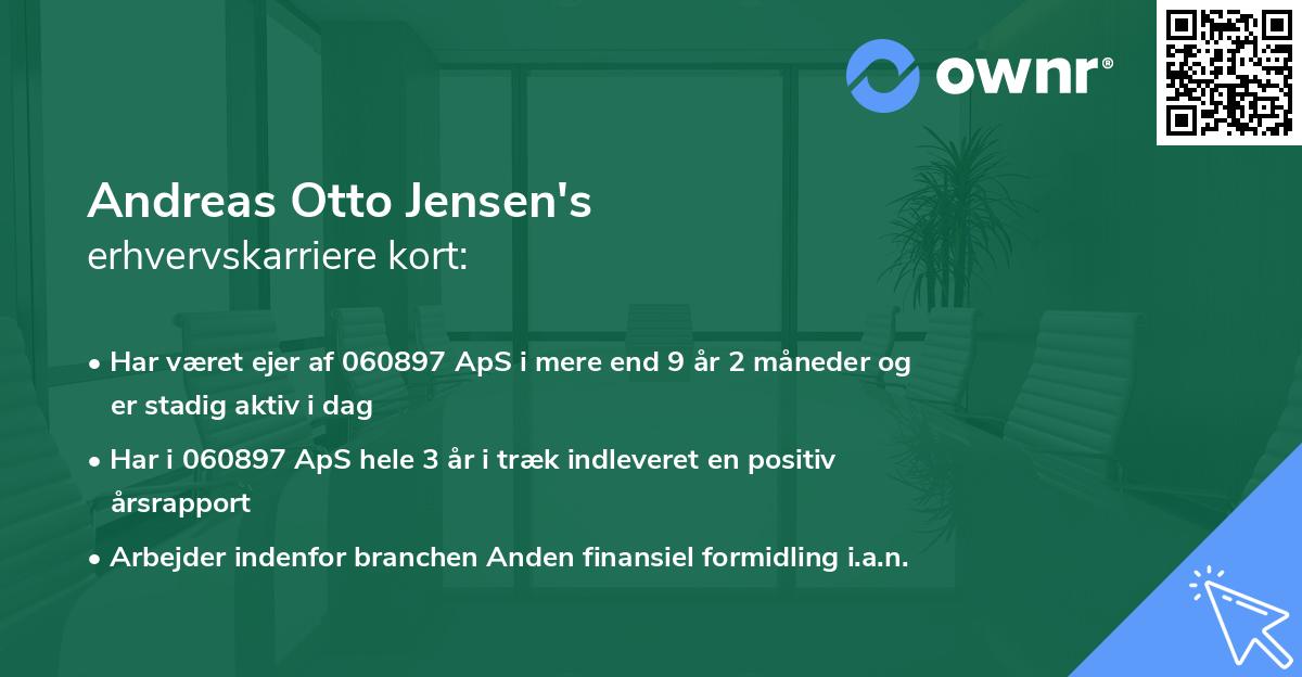 Andreas Otto Jensen's erhvervskarriere kort