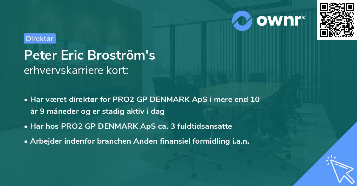 Peter Eric Broström's erhvervskarriere kort