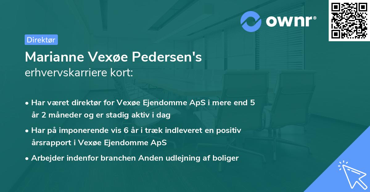 Marianne Vexøe Pedersen's erhvervskarriere kort
