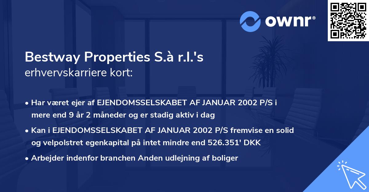 Bestway Properties S.à r.l.'s erhvervskarriere kort