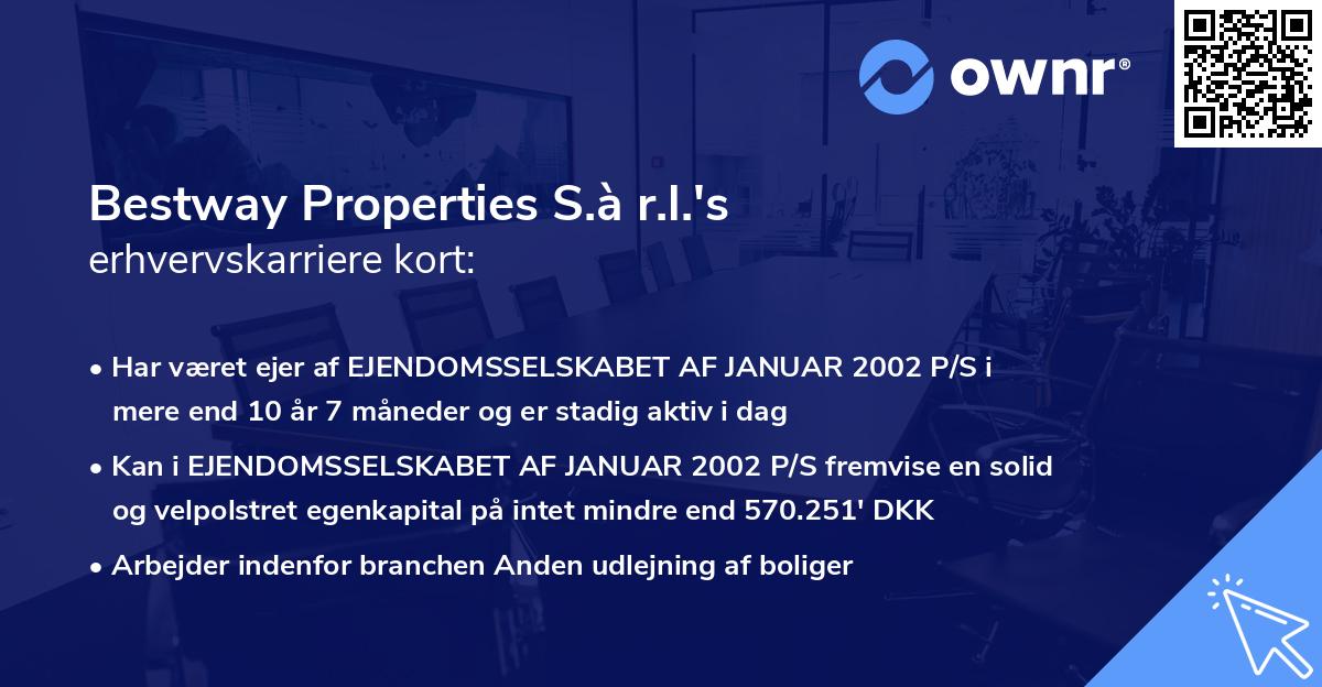 Bestway Properties S.à r.l.'s erhvervskarriere kort