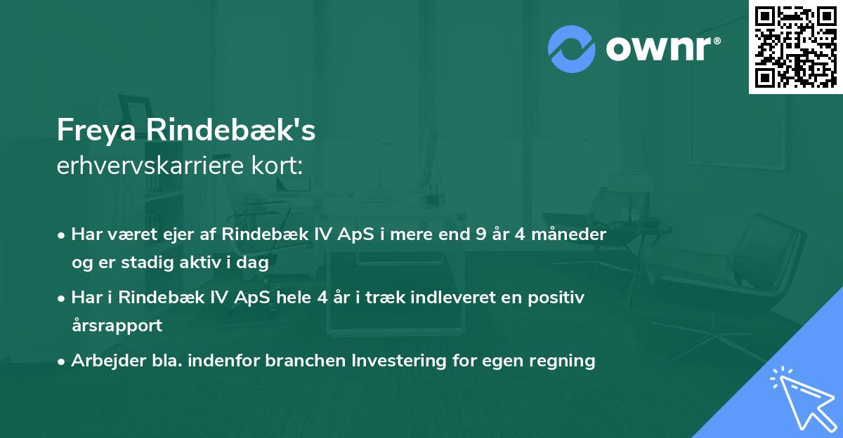 Freya Rindebæk's erhvervskarriere kort