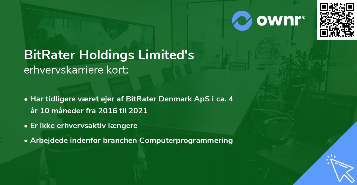 BitRater Holdings Limited's erhvervskarriere kort