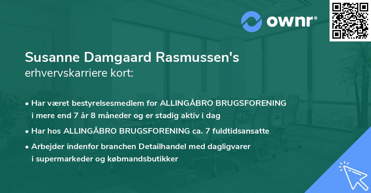 Susanne Damgaard Rasmussen's erhvervskarriere kort