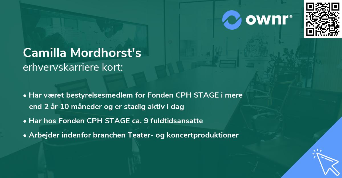 Camilla Mordhorst's erhvervskarriere kort