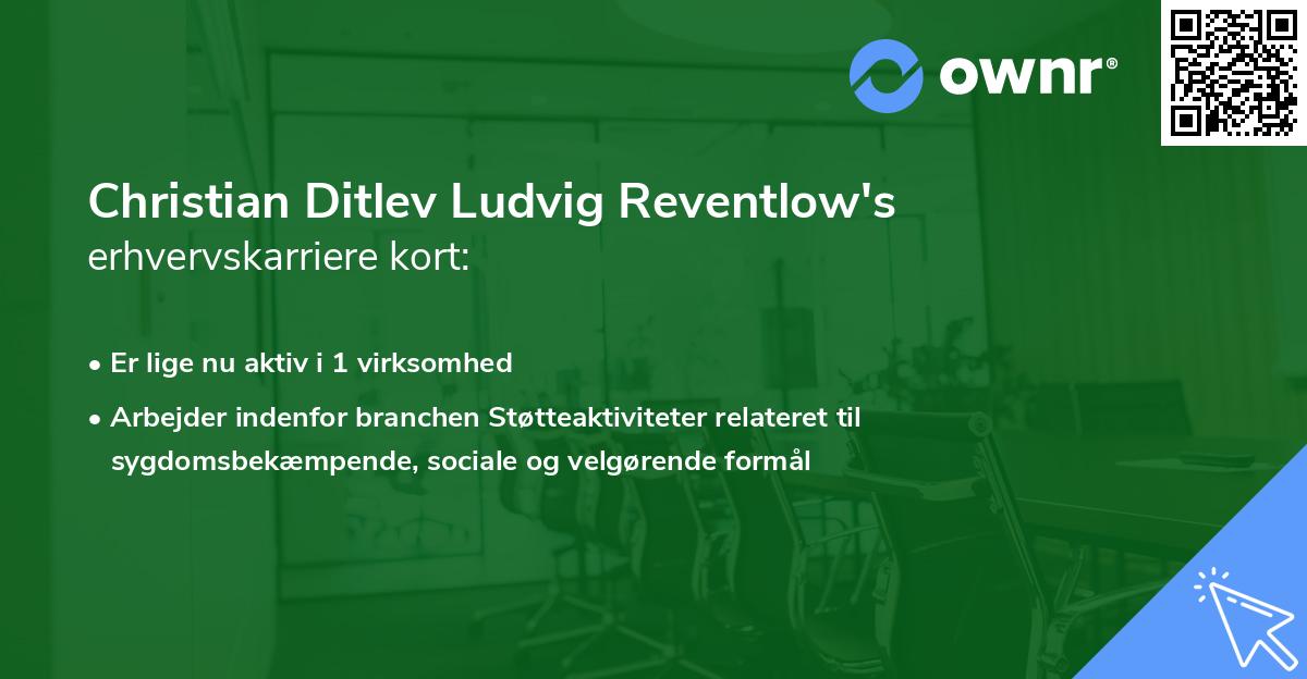 Christian Ditlev Ludvig Reventlow's erhvervskarriere kort