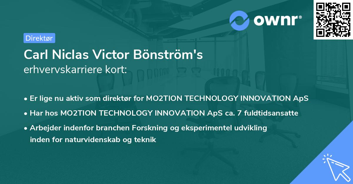 Carl Niclas Victor Bönström's erhvervskarriere kort