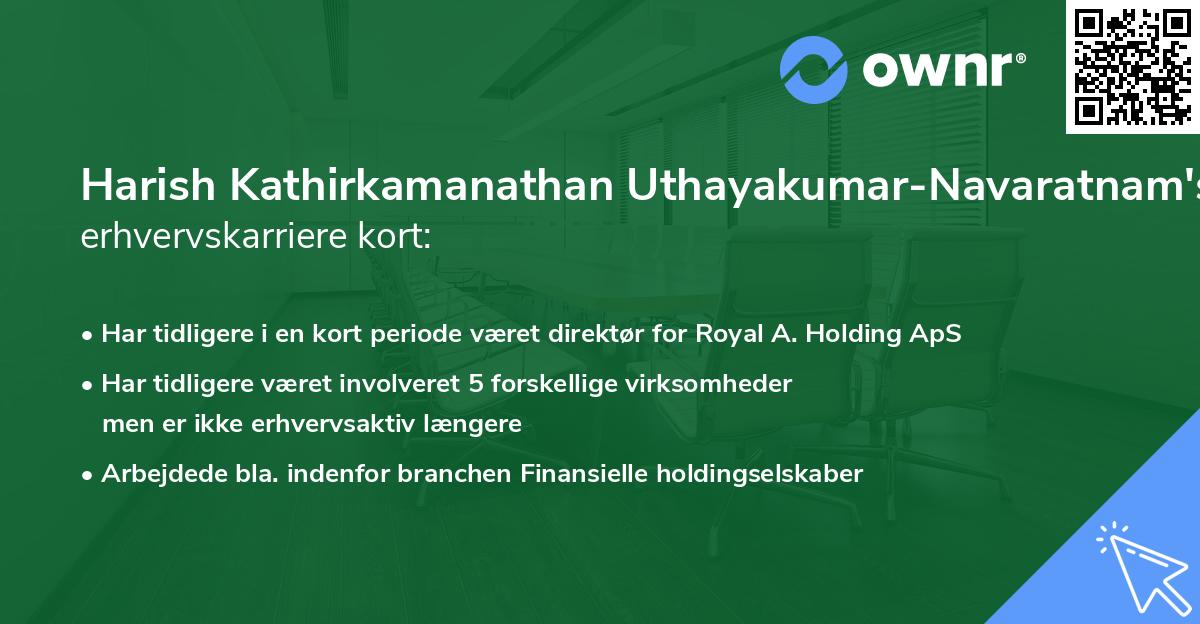 Harish Kathirkamanathan Uthayakumar-Navaratnam's erhvervskarriere kort